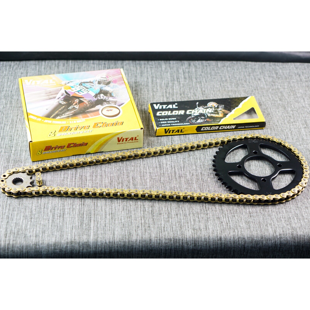 Nhông sên dĩa Benelli 125/ 150/ 175 /NTN 125 SÊN VÀNG 9 ly hiệu VITAL - NSD, xích đĩa tải chính hãng Thái Lan