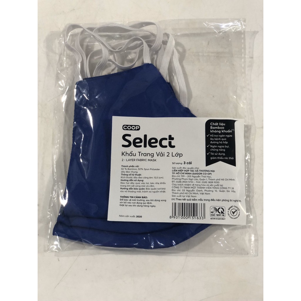 KHẨU TRANG VẢI 2 LỚP CO.OP SELECT ( 3 cái ) | BigBuy360 - bigbuy360.vn