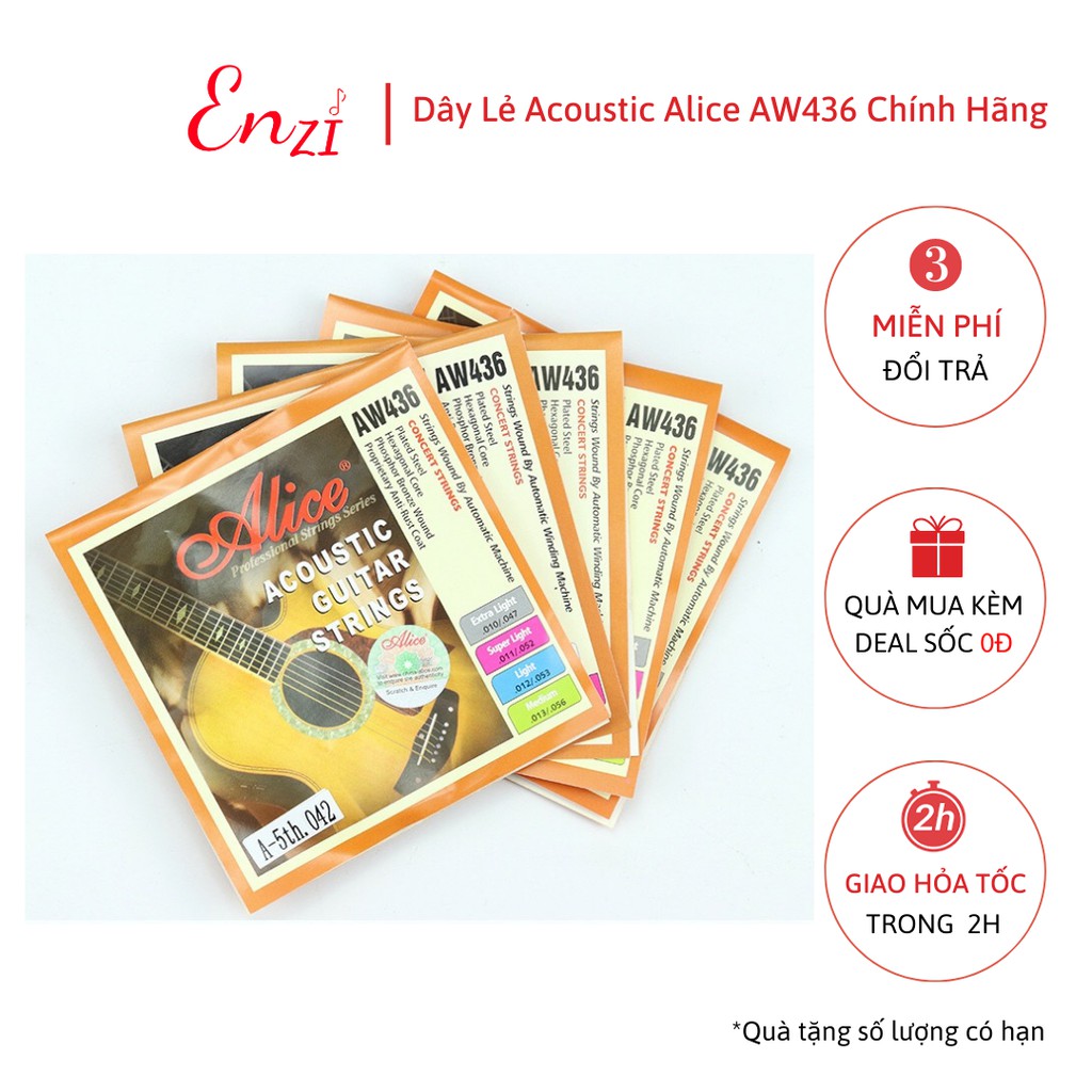 Dây lẻ guitar acoustic Alice AW436 cho đàn guitar dây sắt chính hãng Enzi