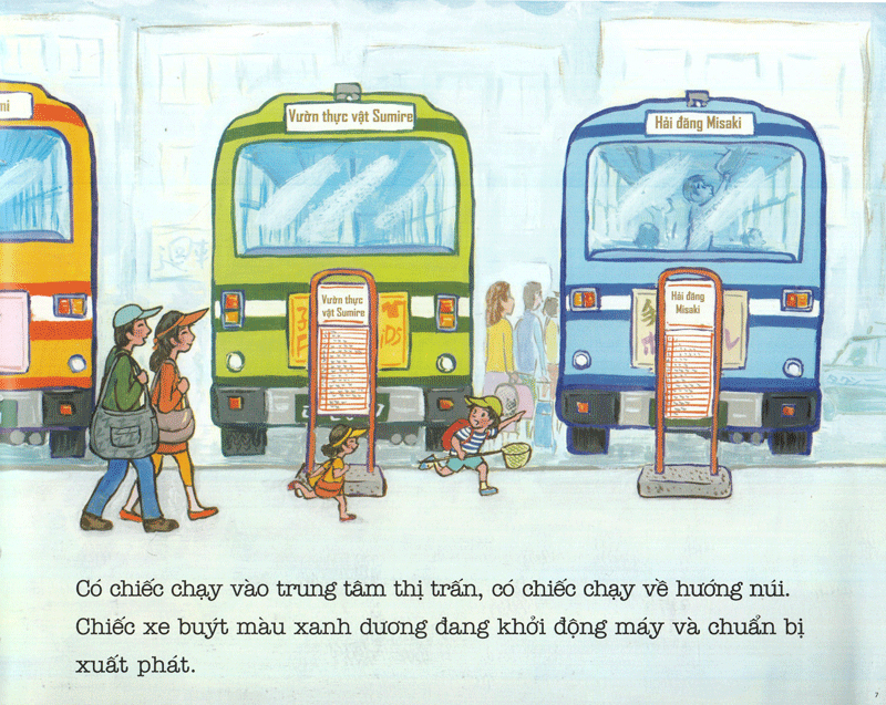 Sách Ehon - Thực Phẩm Tâm Hồn Cho Bé - Xe Bus Píng Poong Đi Biển (Tái Bản 2020)