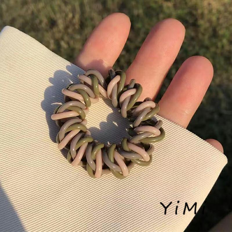 Dây Buộc Tóc Dạng Dây Bện Màu Sắc Tương Phản Chống Thấm Nước Xinh Xắn