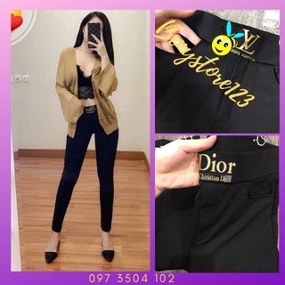 Tregging Cạp Cao Đính Đai Di.or và L.V 💖FREESHIP💖Quần legging Chất Umi Co Giãn 4 Chiều Không Nhăn Xù