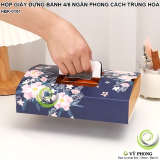 HỘP GIẤY ĐỰNG BÁNH KẸO TẾT TÂN XUÂN  4/6 NGĂN CÓ QUAI XÁCH PHONG CÁCH TRUNG HOA ĐỰNG QUÀ TẶNG LỄ TẾT TRUNG THU HBK-0161