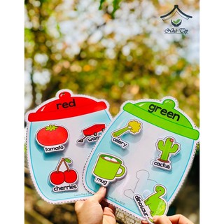 [Học liệu cho bé] Học liệu màu sắc - lọ màu - Học liệu bóc dán