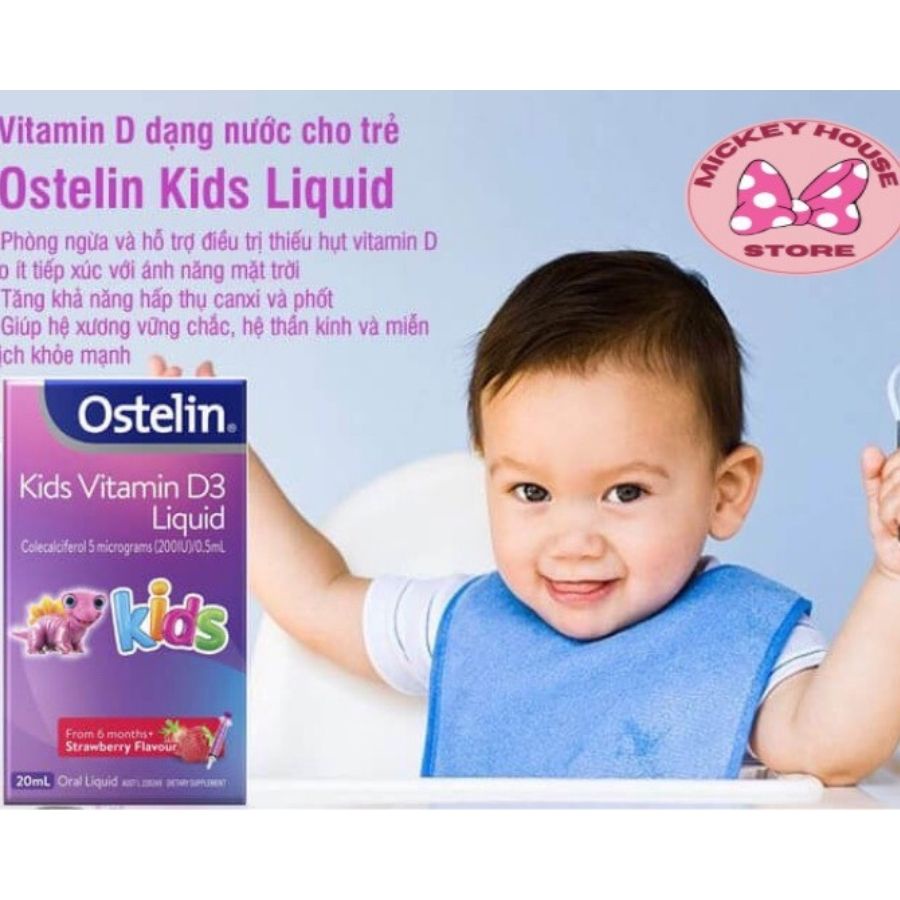 Vitamin D dạng nước cho trẻ Ostelin Kids vitamin Liquid 20ml của Úc