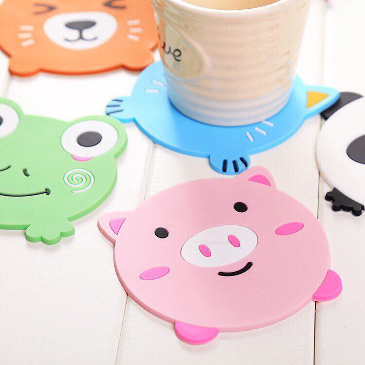 Lót cốc silicon hình thú cute