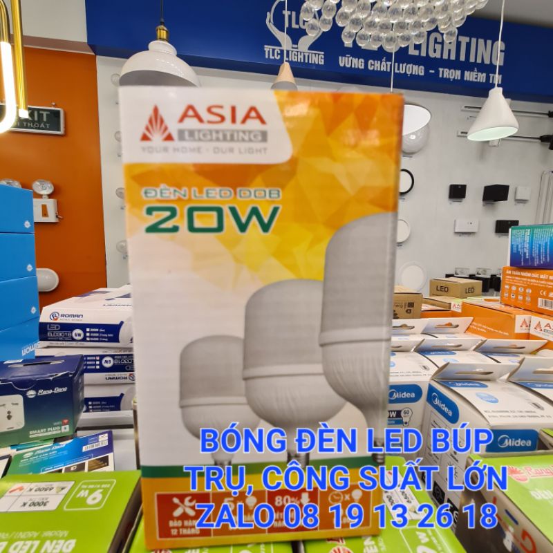Bóng đèn Led Búp trụ Asia DOB công suất lớn 15->60W, sử dụng đui E27 bảo hành chính hãng 2 năm