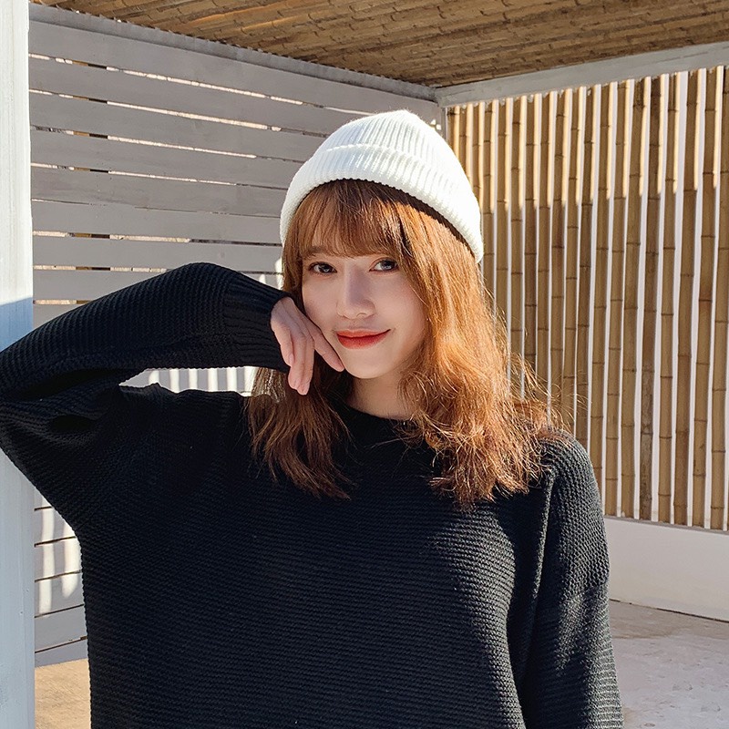 Mũ Len Beanie Trơn Dáng Ngắn 21cm
