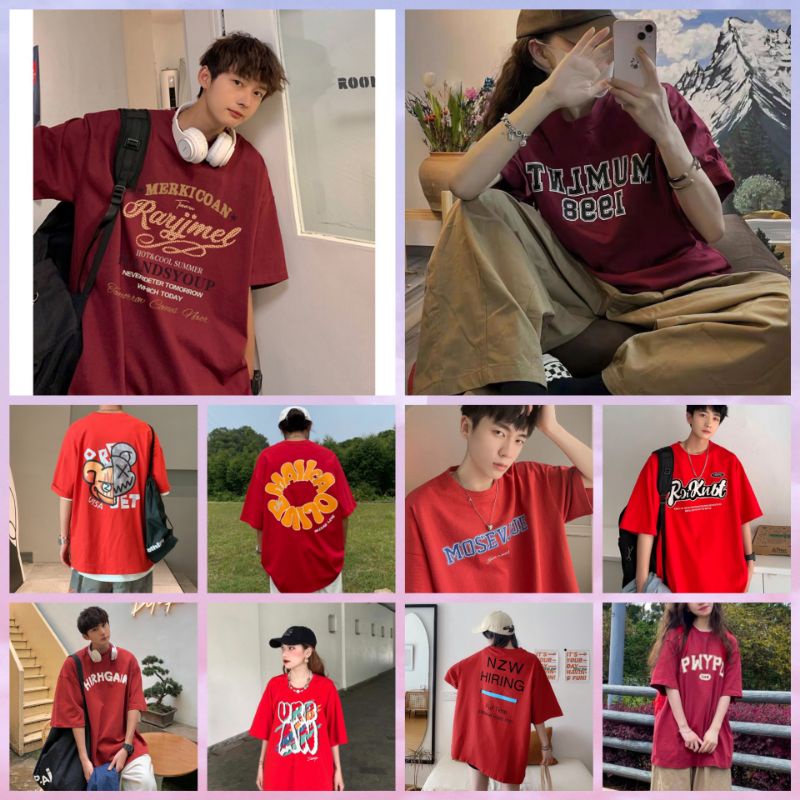 ( 11 mẫu đỏ)Áo thun tay lỡ TODAY BE fom rộng dáng unisex ko