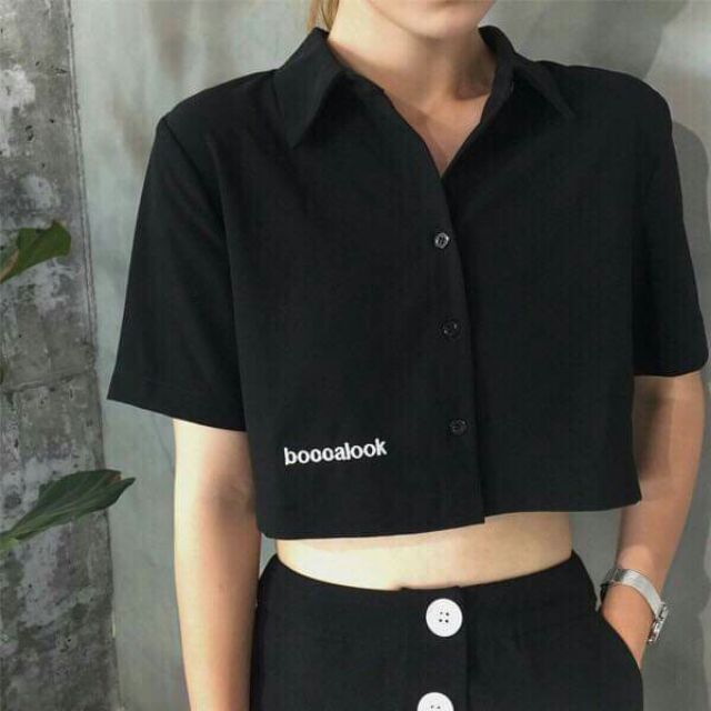 Áo croptop cổ bẻ(kèm ảnh thật)