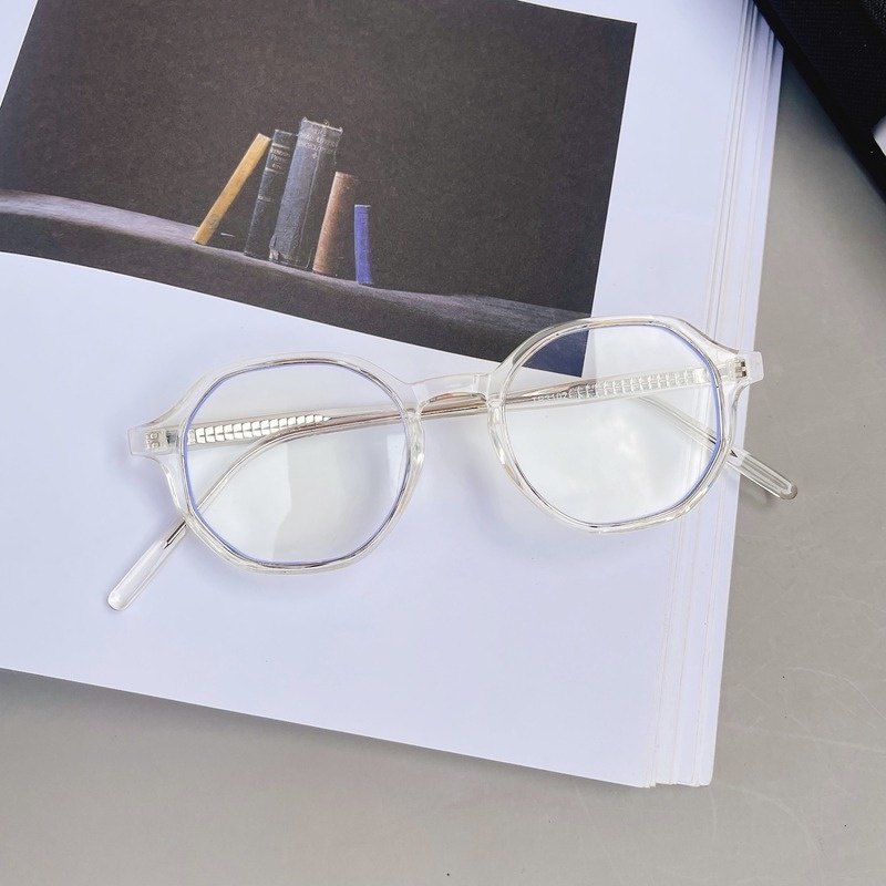 Mắt Kính Hình Oval TR90 Lõi Đa Giác Chống Ánh Sáng Xanh Thời Trang Hàn Quốc