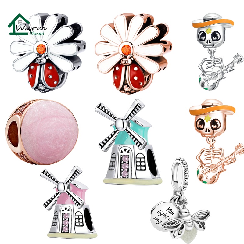 PANDORA Hạt Charm Bạc 925 Dùng Làm Trang Sức Cho Nữ/Cặp Đôi