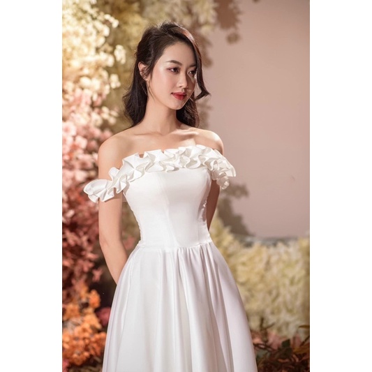 Đầm maxi bẹt vai nhún bèo siêu xinh TRIPBLE T DRESS - size M/L -MS404V