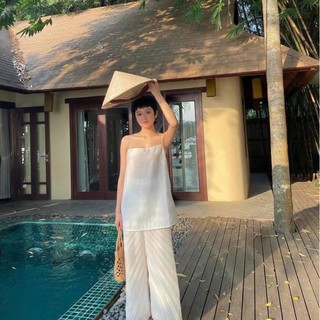 Set Áo Trắng 2 Dây Quần Suông Freesize Đi Biển Đi Du Lịch [Rẻ Vô Địch] [Hình Thật]