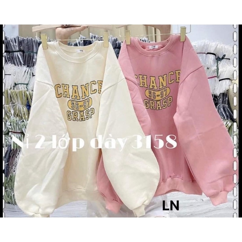 Áo nỉ bo cotton chữ vàng LN12