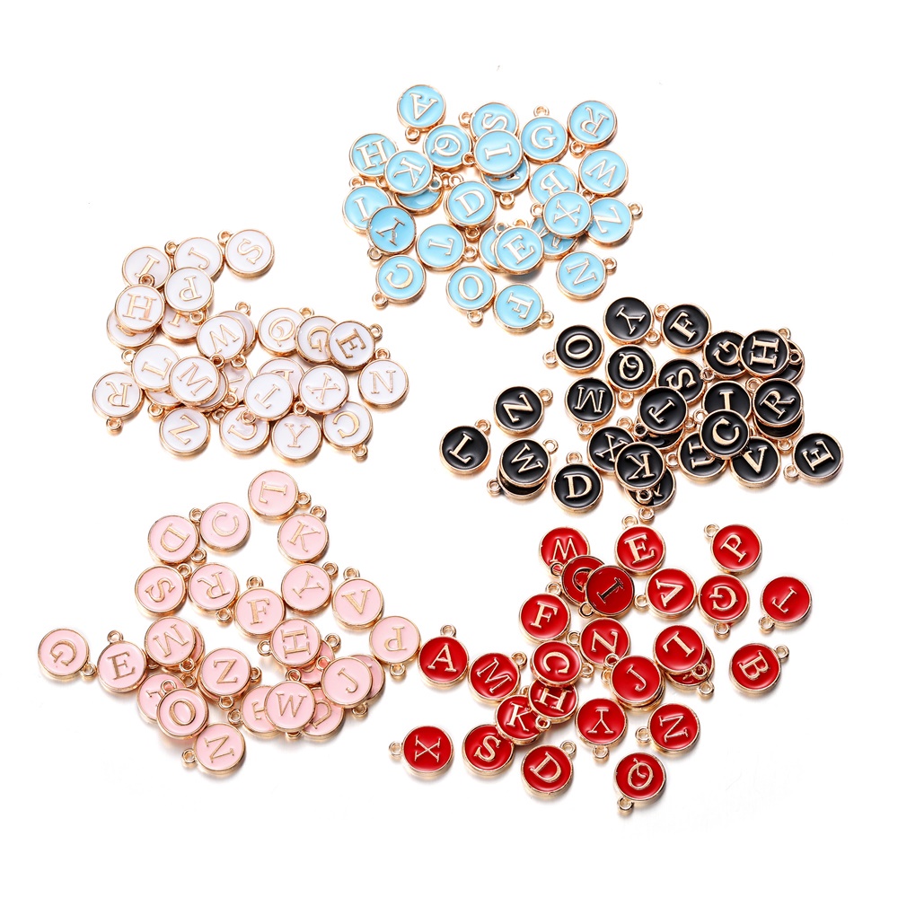 1 Mặt Dây Chuyền Chữ Cái Màu Đen 12mm