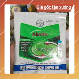 Aliette 800WP 100g,đặc trị cháy lá vi khuẩn, chết nhanh, lở cổ rễ, thối rễ, sương mai, thối trái xì mủ