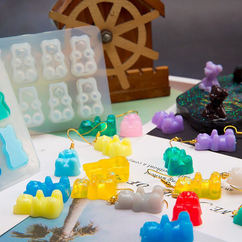 Khuôn silicone làm mặt trang sức trang trí thủ công nghệ thuật DIY resin epoxy tạo hình chú gấu đáng yêu