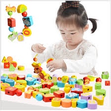 [ SỈ ] Đồ chơi trí tuệ Montessori - Đồ chơi Xâu Hạt Gỗ Hộp Trái Tim Rèn Luyện Sự Khéo Léo, Kiên Nhẫn Cho Bé