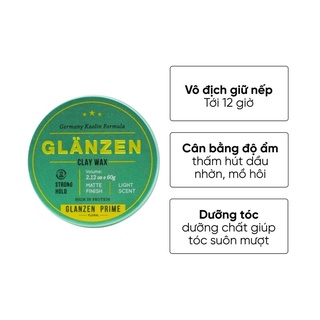 sáp vuốt tóc nam glanzen 60g giữ nếp 12h