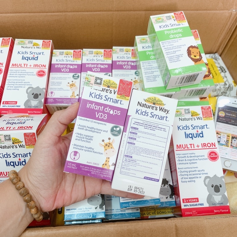 Combo 3 Siro Uống Nature's Way Kids Smart Drops, Infant Drops Bổ Sung Vitamin, Phát Triển Não Bộ Cho Bé