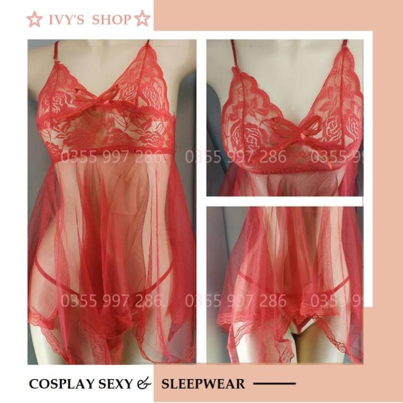 Váy Ngủ Sexy Chất Voan Xuyên Thấu Gợi Cảm, Đầm Ngủ 2 Dây Sexy Voan Mỏng Gợi Cảm Freesize - V308