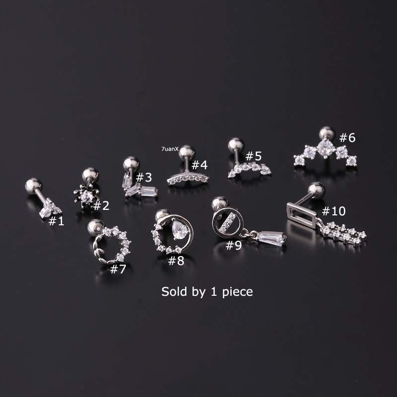 Khuyên Tai Bằng Thép Không Gỉ Đính Đá Zircon Sang Trọng