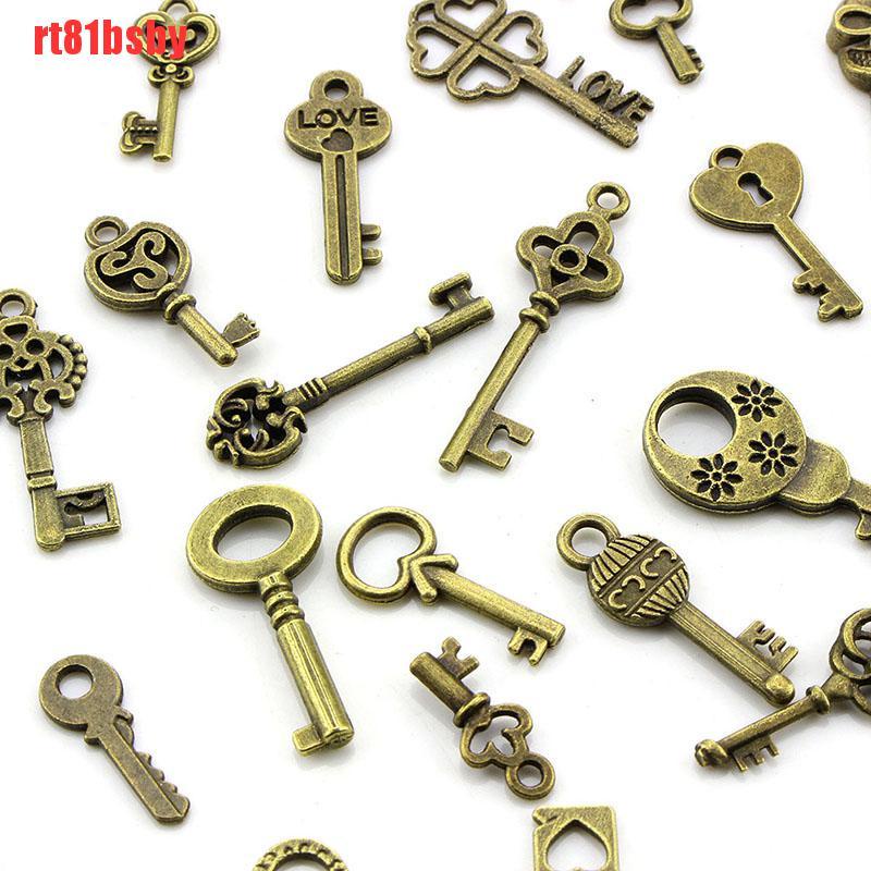 [rt81bsby]50PCS DIY Mixed Vintage Key Charms Pendant Steampunk Bronze Jewelry Findings