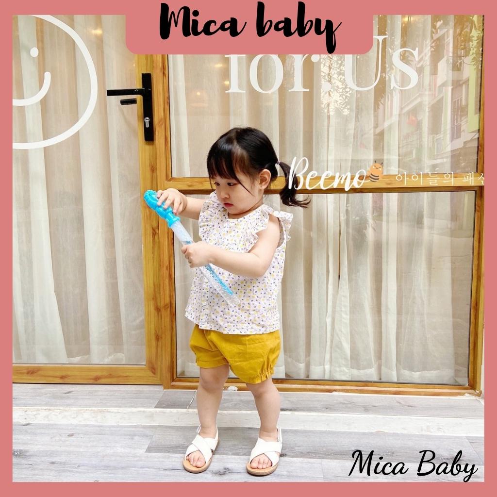 Bộ quần áo cộc tay cho bé cổ yếm họa tiết họa nhí điệu đà đáng yêu Mica baby QA15