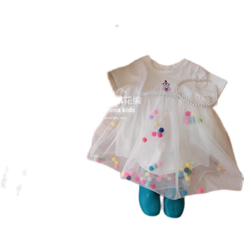 Đầm Công Chúa Tay Ngắn Chất Liệu Cotton Phối Lưới Thời Trang Mùa Hè Hàn Quốc Mới 2023