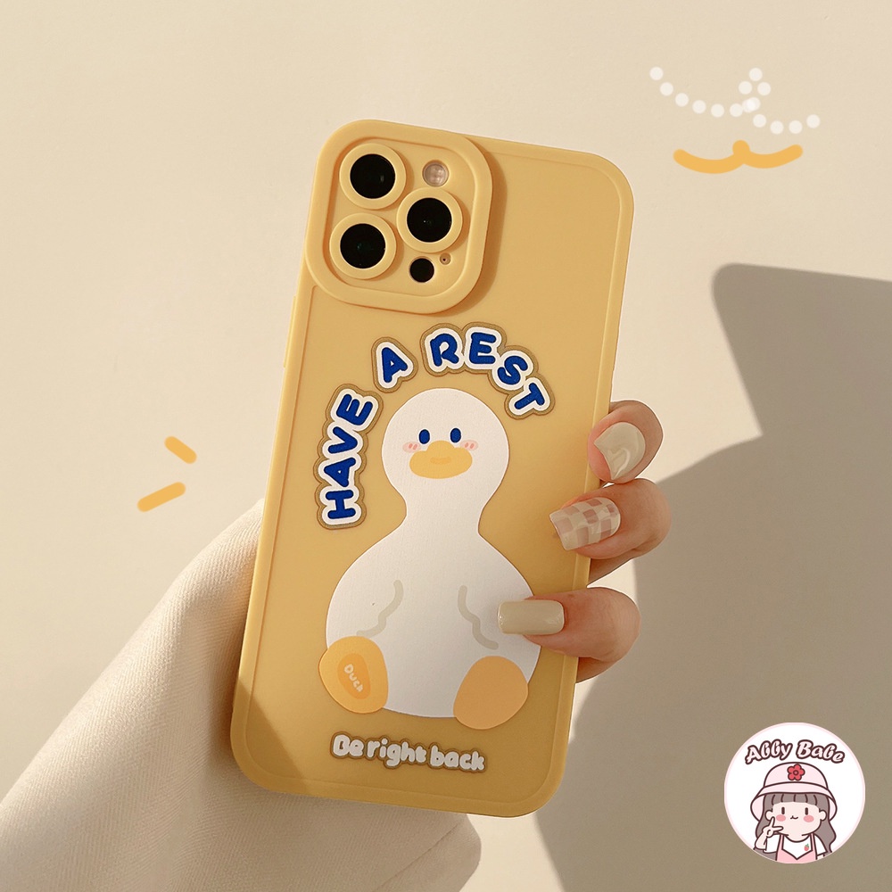 Ốp Điện Thoại TPU Mềm Mỏng Chống Sốc In Hình Vịt Hoạt Hình Màu Trắng Cho IP 13 12 11 Pro Max XR 8 7 Plus