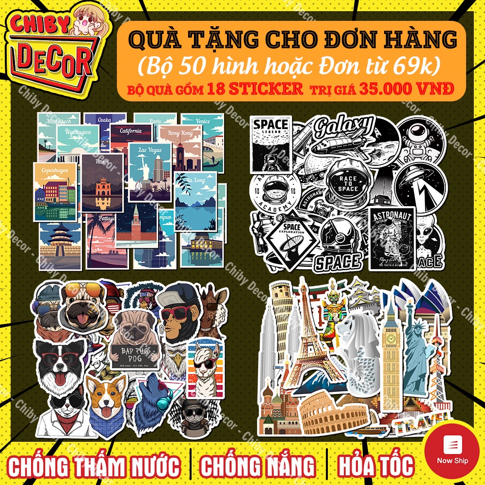 Sticker Trắng Đen Retro Labels 🌈 Sticker Chống Nước, Nhãn Dán Điện Thoại, Ipad, Laptop, Vali, Đàn Guitar, Mũ Bảo Hiểm