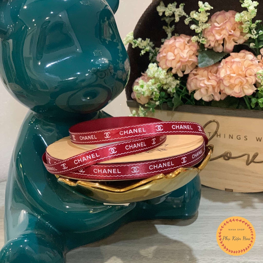 [Cuộn 22m/45m] Dây Ruy Băng Lụa In Chữ ❤️CHANEL❤️ Bản 1cm, Đủ 6 Màu, Bản Đẹp, Chất Lượng