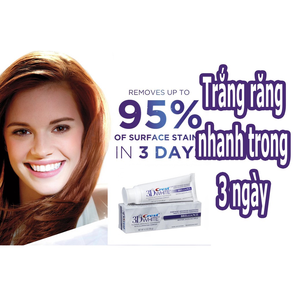 Kem đánh răng siêu trắng Crest 3D White Brilliance 116G Tmall