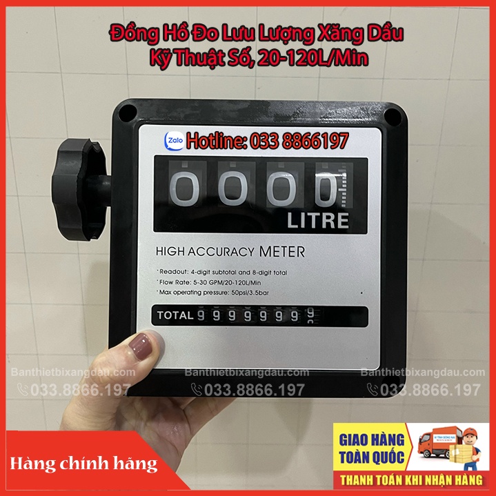 Đồng Hồ Đo Lưu Lượng Xăng Dầu Kỹ Thuật Số, 20-120L/Min