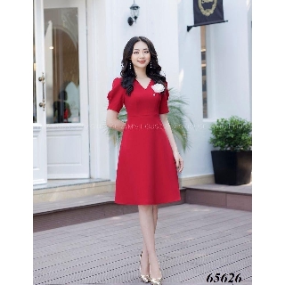 [MẪU ĐẦM HOT] ĐẦM DÁNG CHỮ A ĐÍNH HOA CAO CẤP CỔ V CỰC HOT ĐỦ SIZE M L XL 2XL - XƯỞNG ĐẦM THÙY DƯƠNG - 65626