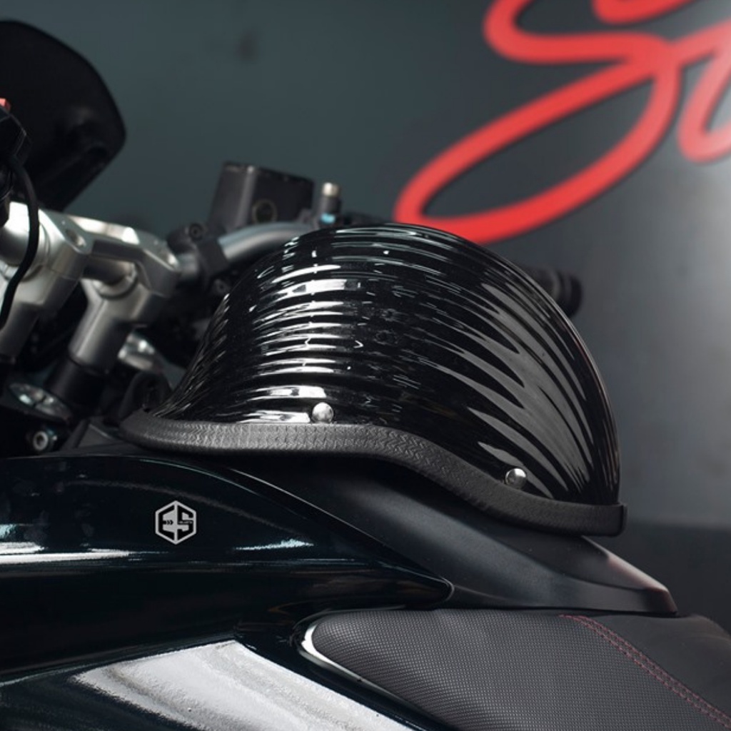 Mũ bảo hiểm nửa đầu vỏ sò, mũ sò hàng chính hãng cao cấp màu đen nhám