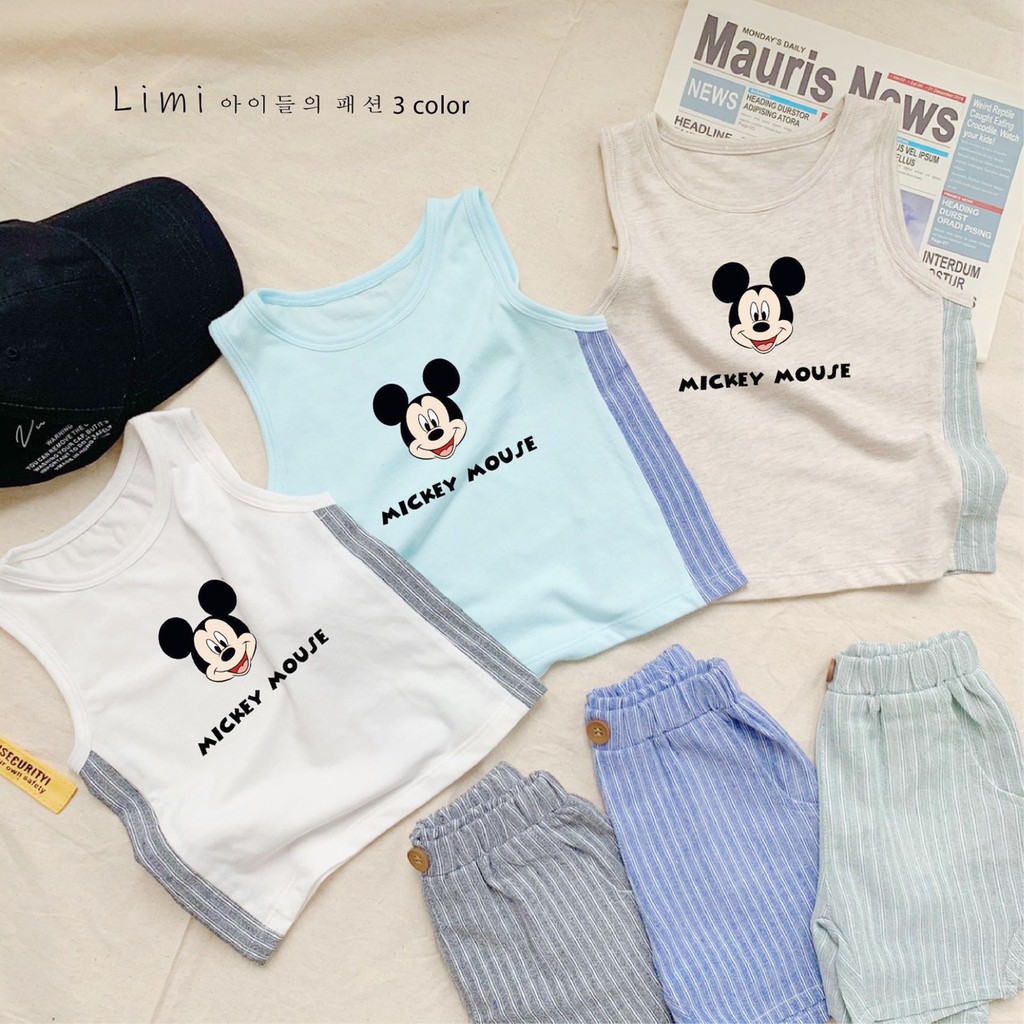 [HOT SUMMER 2020] Bộ ba lỗ bé trai họa tiết MICKEY MOUSE sành điệu - Bộ quần áo bé trai cực hot cho mùa hè