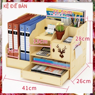 Kệ sách, kệ để hồ sơ tài liệu B02 bằng gỗ NHIỀU NGĂN TIỆN LỢI 3 màu để bàn đẹp sang trọng