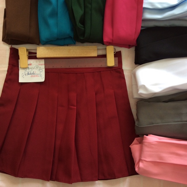 🌙Suteki: Chân váy Quảng Châu tennis kaki xếp li trơn lưng cao có quần trong Hot Trend Ullzzang nữ sinh trung học