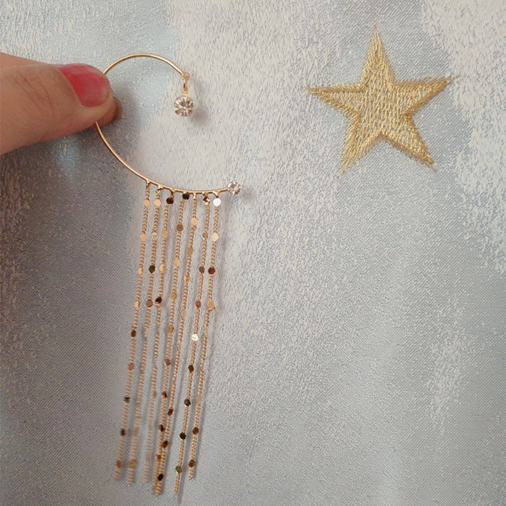 Ở stcok| 1 Khuyên Kẹp Vành Tai Tua Rua Phong Cách Vintage Thời Trang