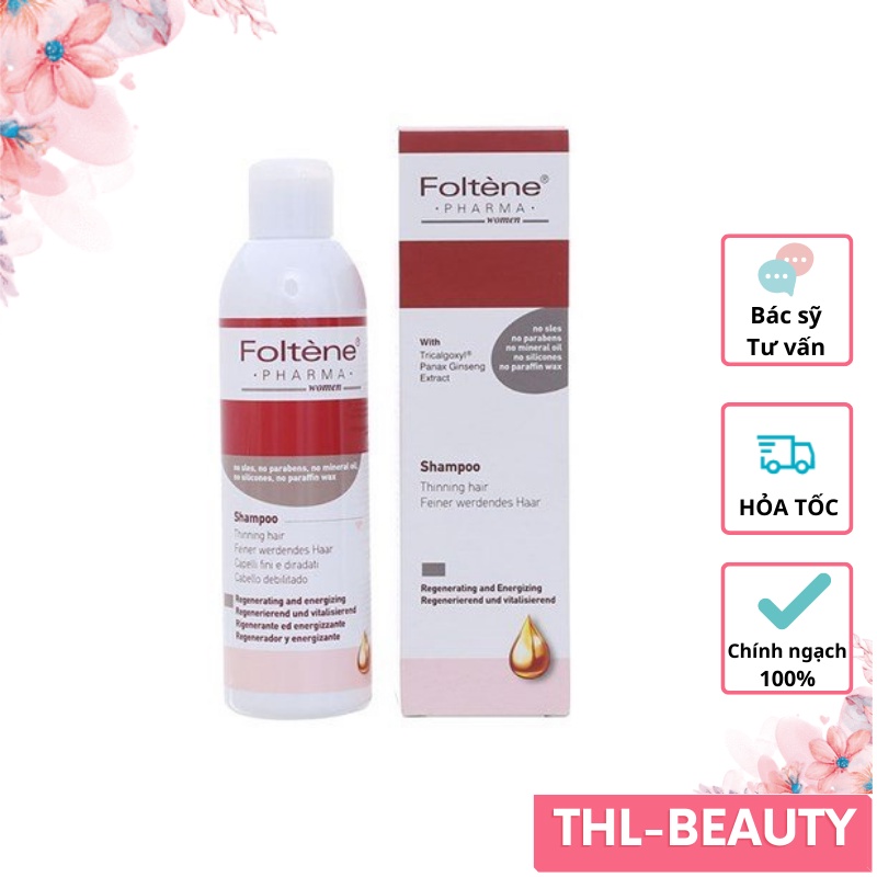 Dầu gội Foltene Italia giảm rụng tóc làm sạch tóc chăm sóc tóc giúp tóc khỏe dành cho nữ chai 200ml