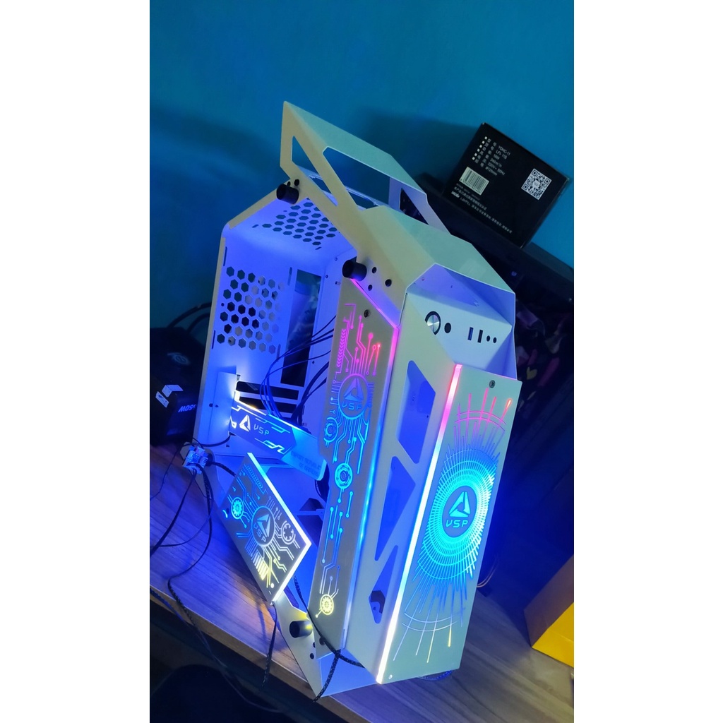 [Zalo giá tốt] Vỏ case coolmoon M-ATX LED Vỏ Case Máy Tính LEOPARD FULL FAN LED ES1 - PINK, WHITE