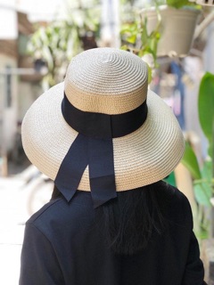 Mũ cói lồng đèn Hội An đính nơ ruy băng đi biển cho Nữ siêu dễ thương cho mùa hè HT67