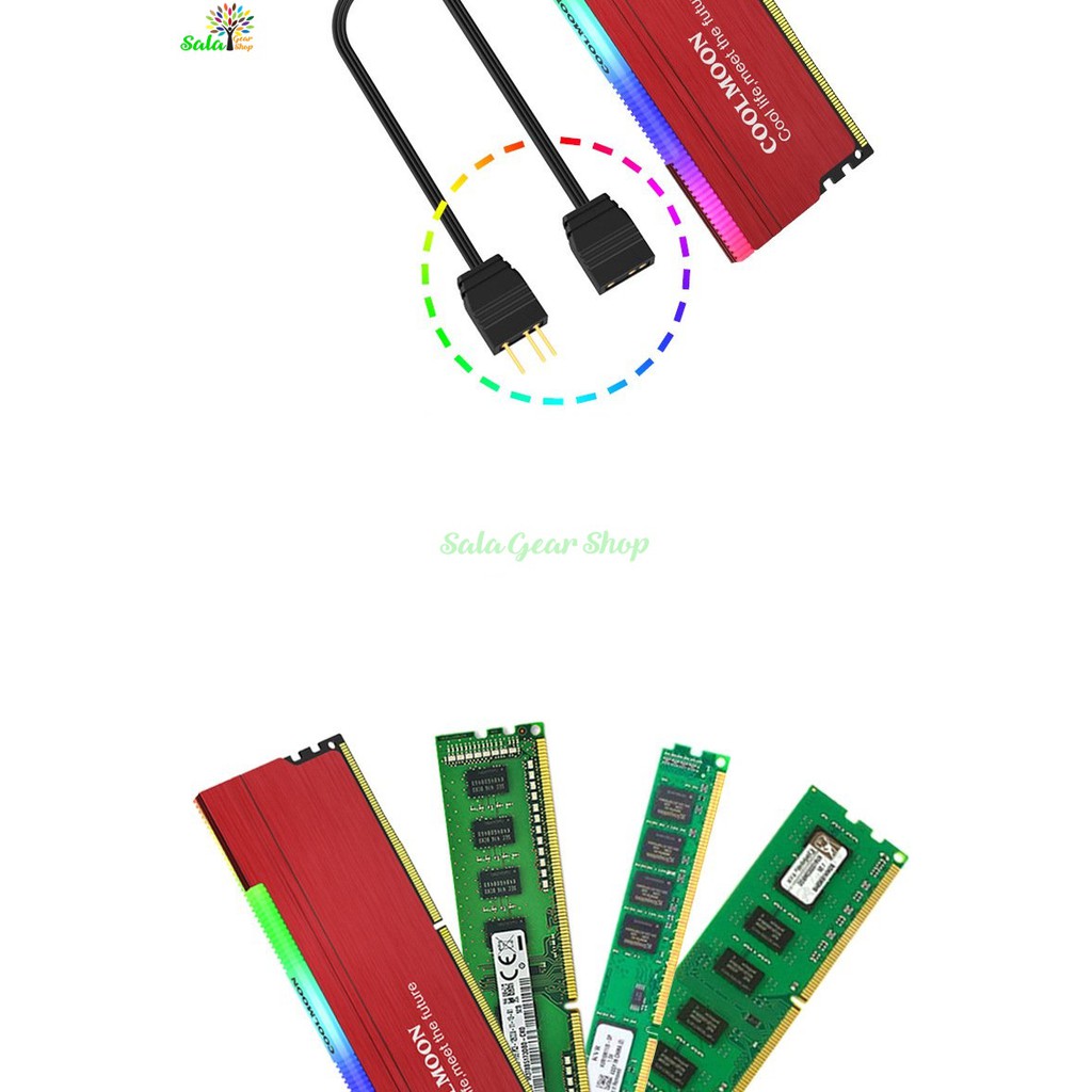 Tản Nhiệt Ram Led ARGB Coolmoon - Đồng Bộ Hub Coolmoon / Đồng Bộ Mainboard 5V 3Pin