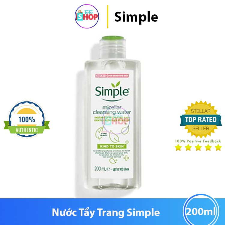 Nước tẩy trang Simple Micellar Cleansing Water 200ml