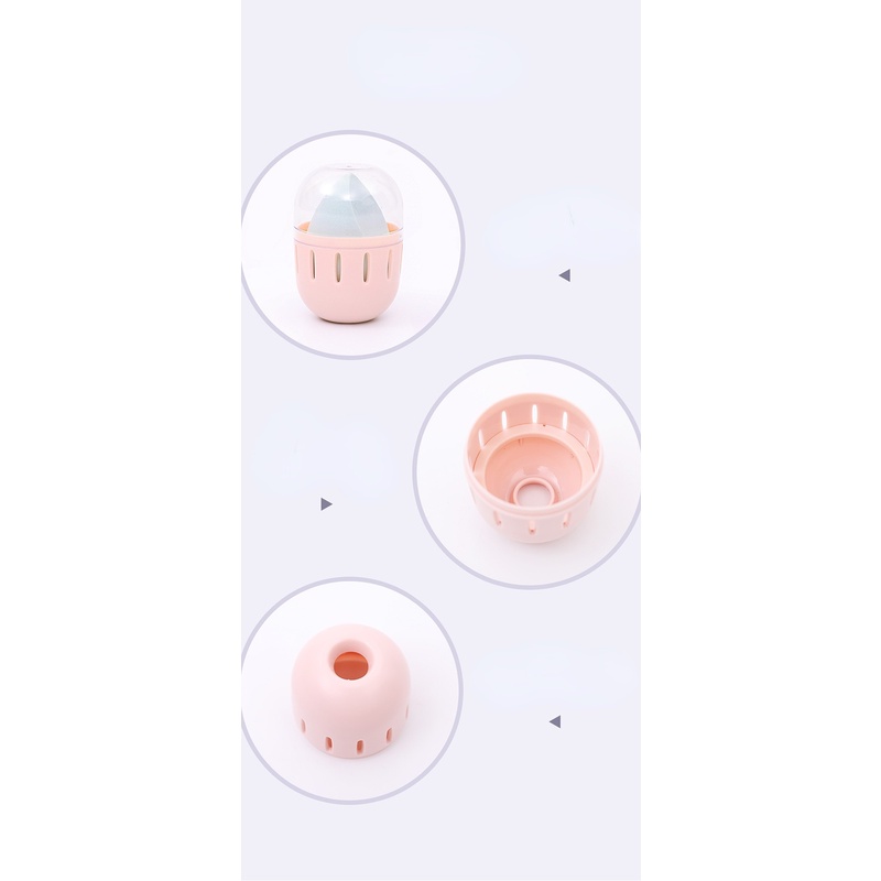 Hộp Đựng Mút Trang Điểm Hình Quả Trứng Trong Suốt Chống Bụi Thoáng Khí Có Nắp Đậy