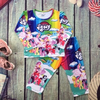 Bộ 3d dài tay heo peppa, ngựa pony, elsa bé gái