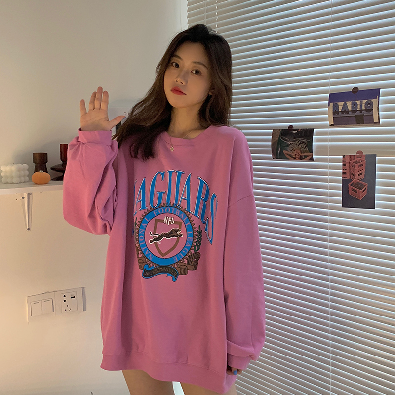 Áo Thun Sweater Hàn Quốc Dáng Rộng Dài Tay In Hình