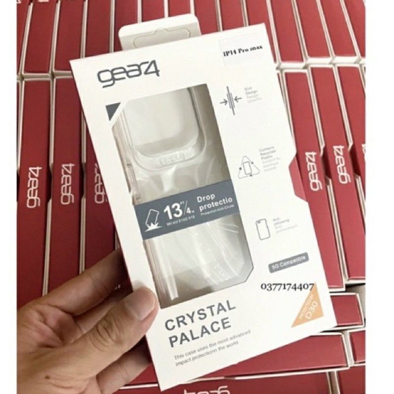 Ốp lưng kính trong GEAR4 iPhone 14 pro max , 14 pro , 14 , 14 max bảo vệ mây không ố vàng